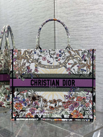 D*or book tote ecru multicolor 42x18x35cm