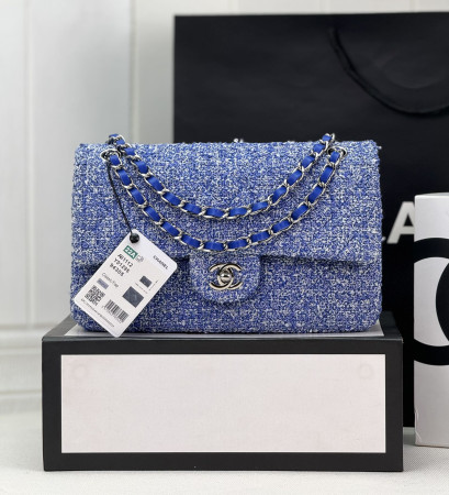 Ch*el classic 11.12 handbag tweed & silver-tone metal 6 × 9.9 × 2.5 in
