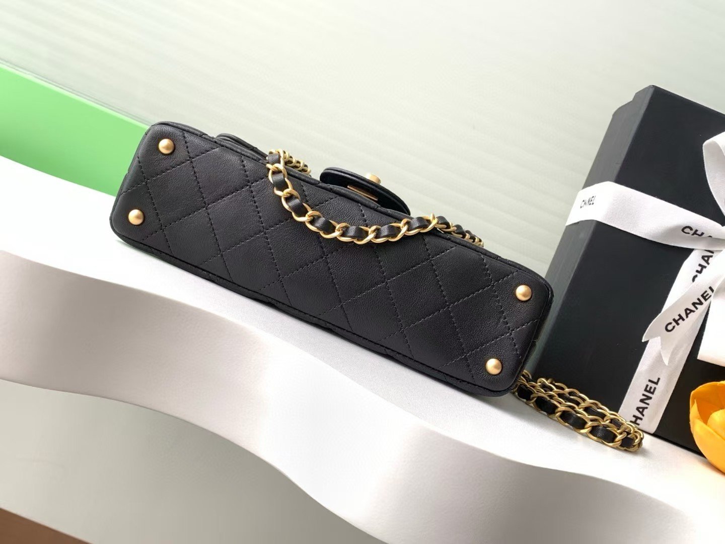 Ch*el mini flap top handle bag 12x22x6cm
