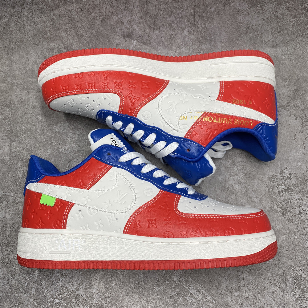 LV x Nike Air Force 1 red blue