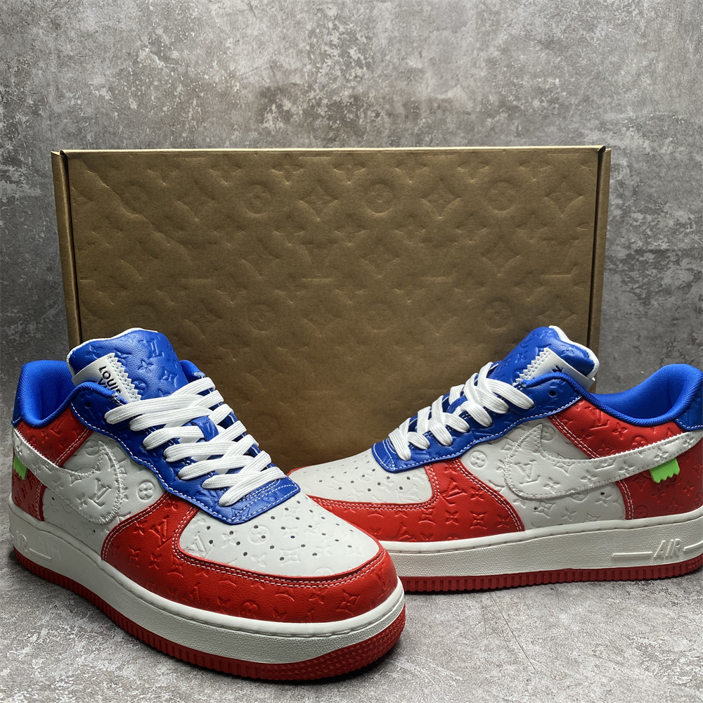 LV x Nike Air Force 1 red blue