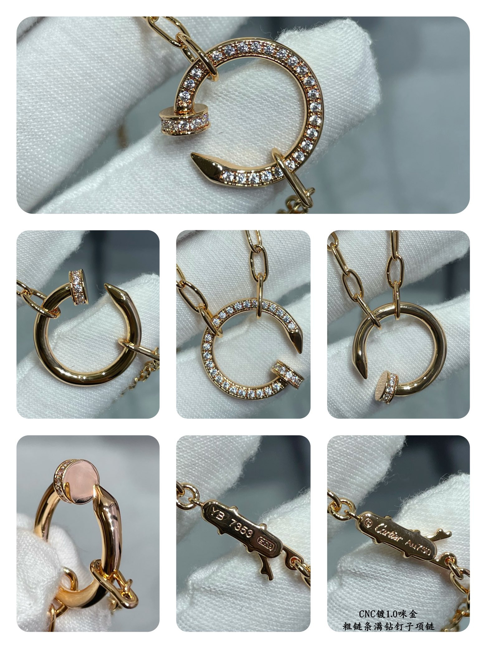 ca*t*er thick chain full of Di*m*nd nail necklace