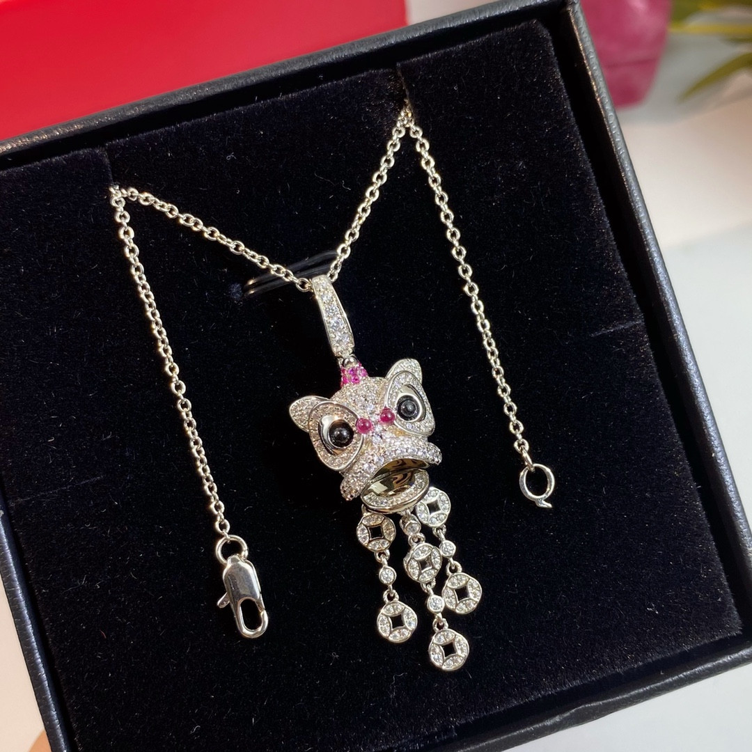 Qeelin Dancing Lion Pendant Necklace