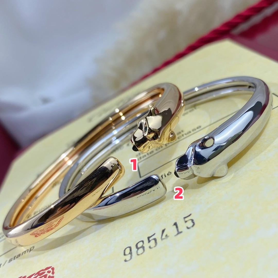 Ca*t*er slim polished leopard bracelet 16-17