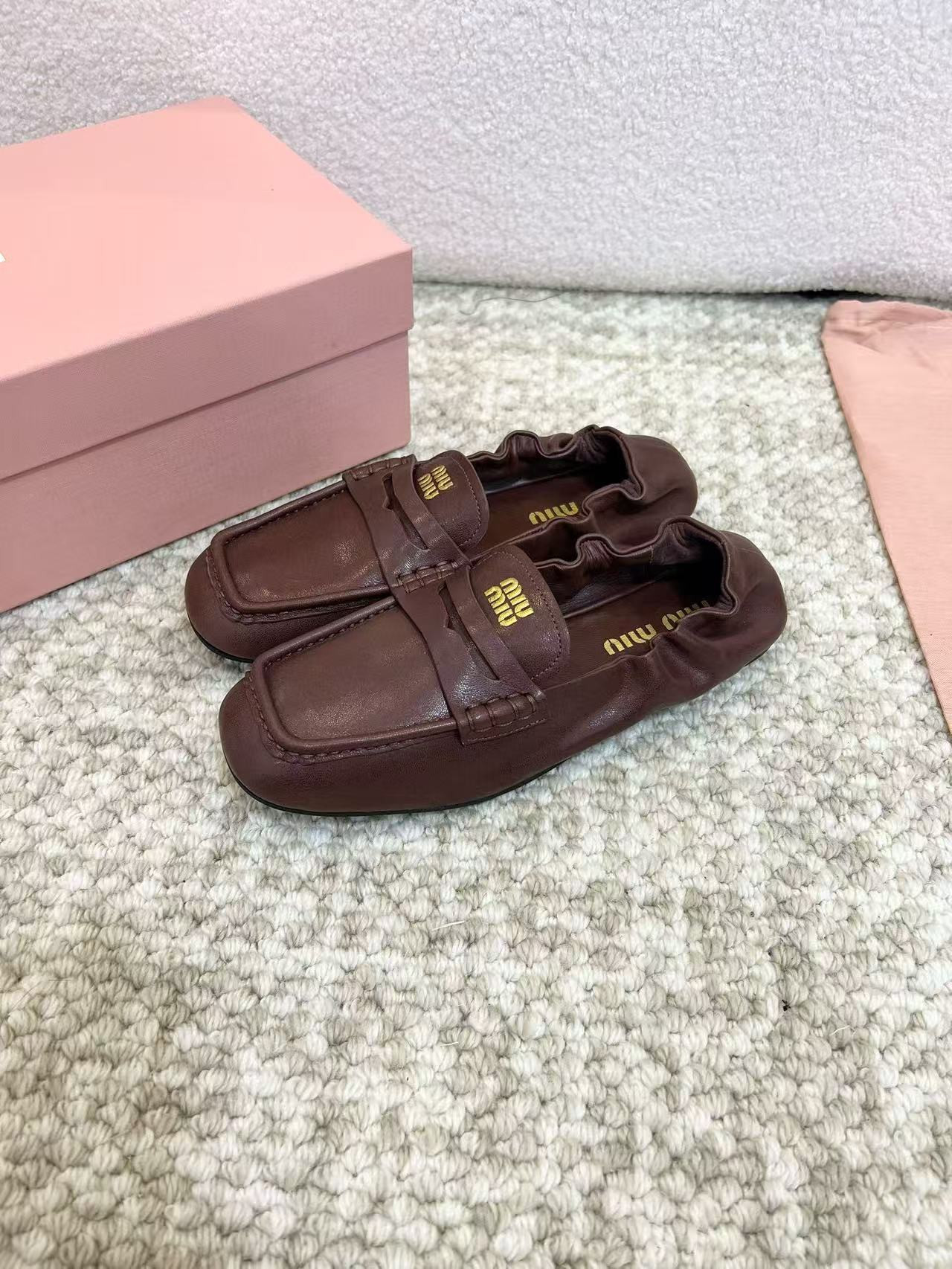 UA Miu Miu Ruches Nappa Leather Loafers