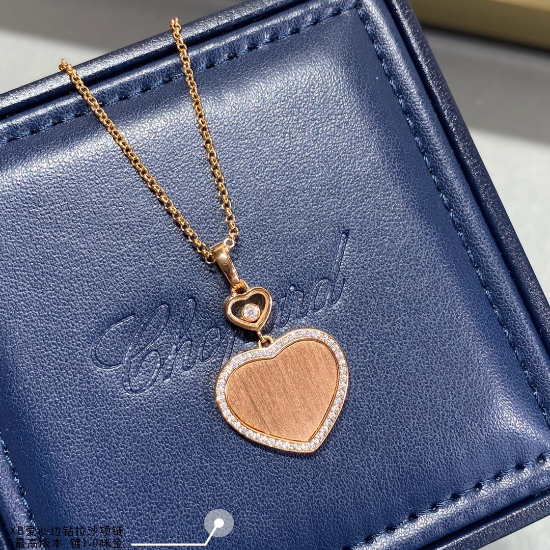 chopard heart-shaped edge Di*m*nd brushed necklace