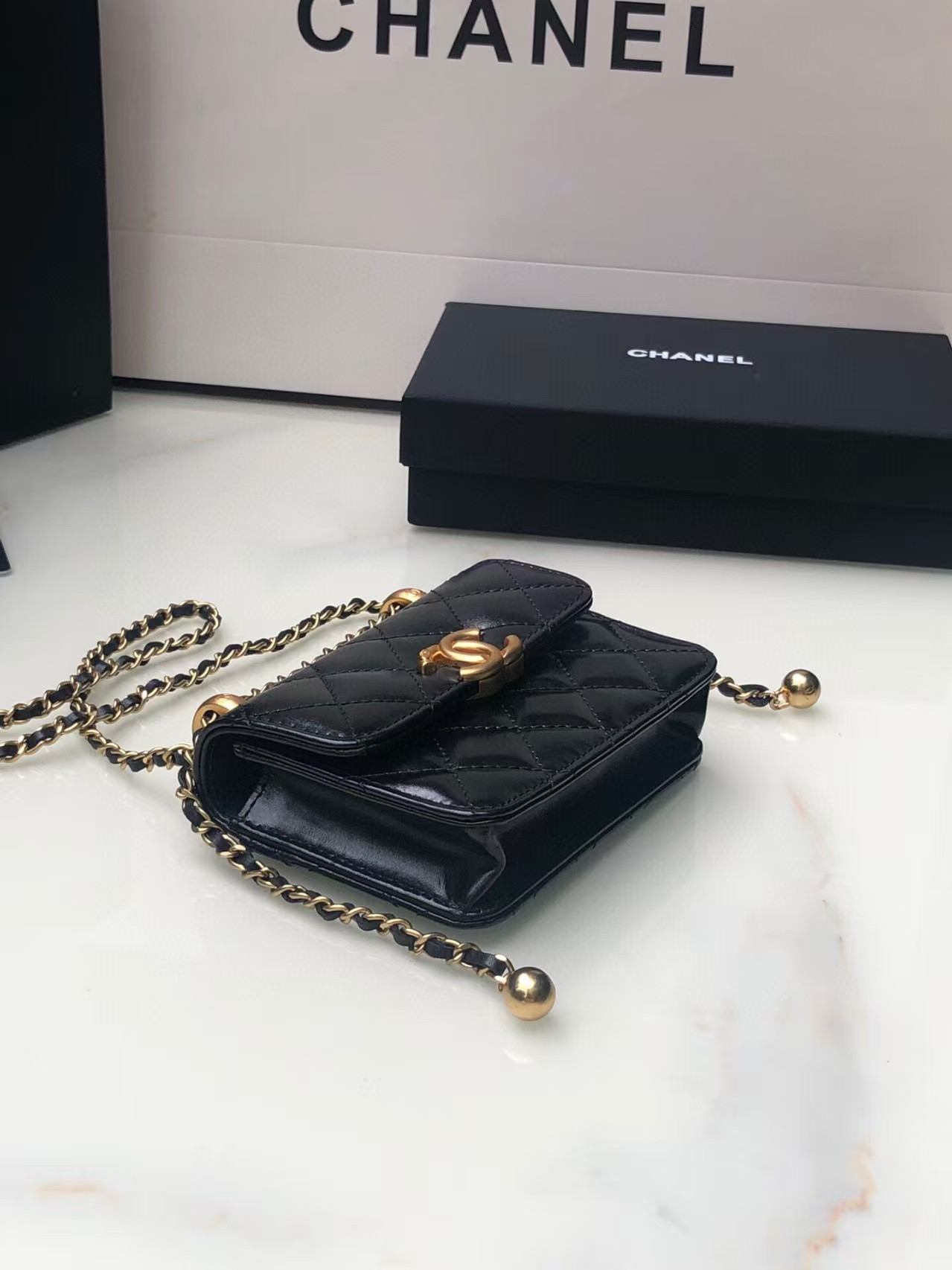 Ch*el mini flap bag 12x9x2cm