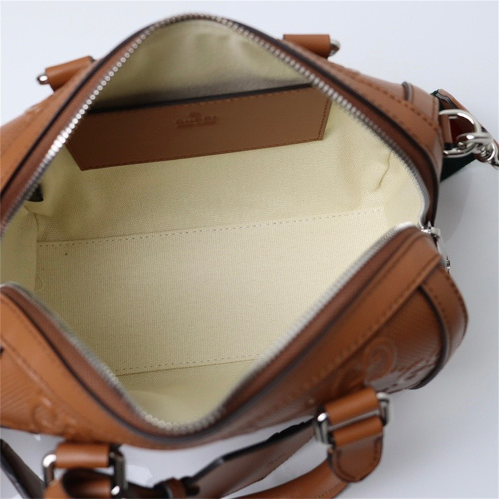 G*u*i jumbo gg mini duffle bag brown 8.6"w x 5.9"h x 4.9"d