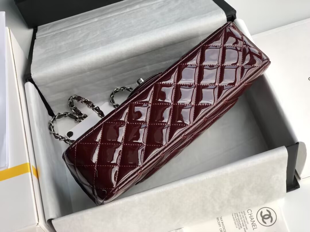 Ch*el  classic flap bag burgundy 25cm