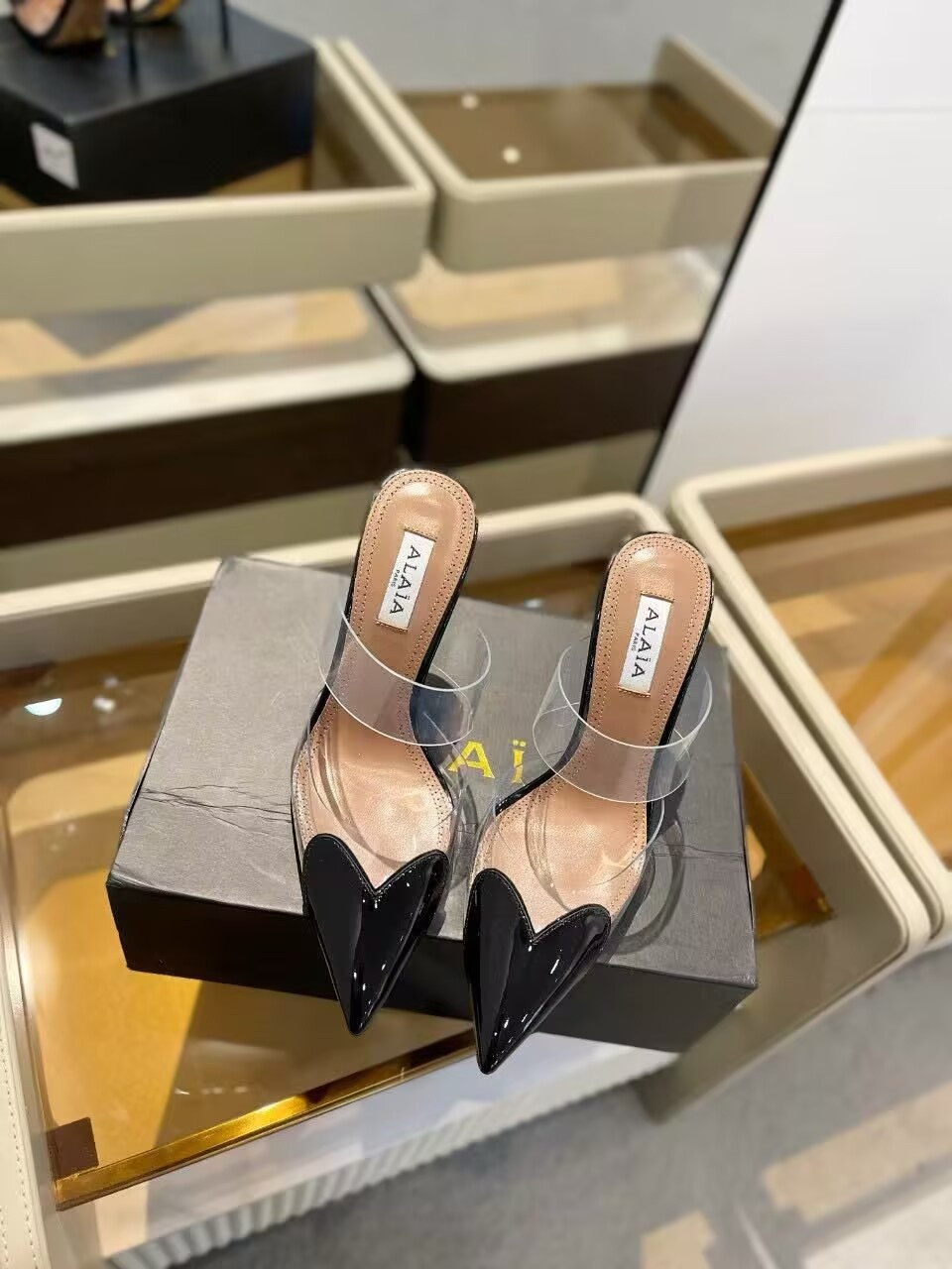 UA ALAÏA Le Coeur Mule Heart-Toe Slingback Pump 10.5cm Heel