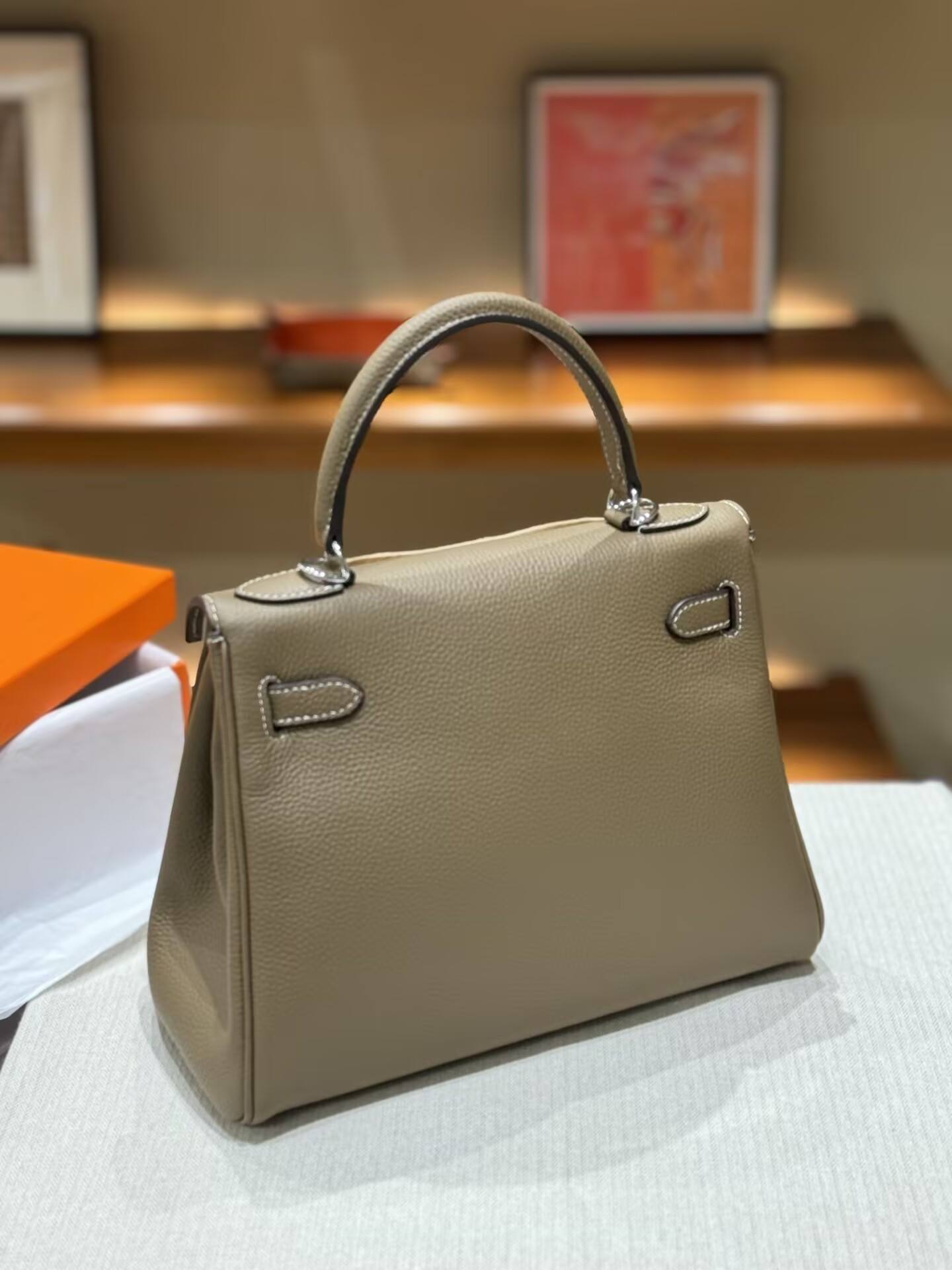 HERMÈS Kelly Silver-tone Hardware 25 28