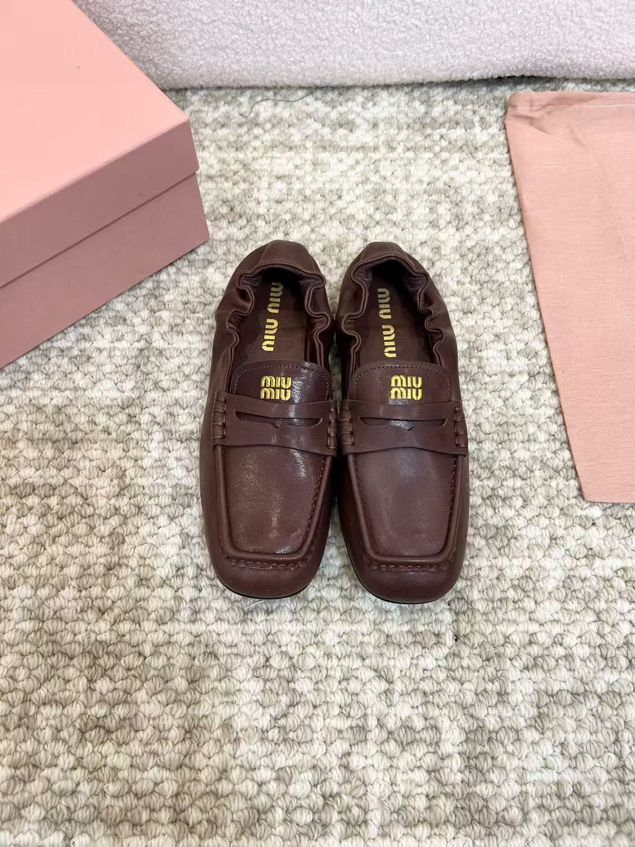 UA Miu Miu Ruches Nappa Leather Loafers