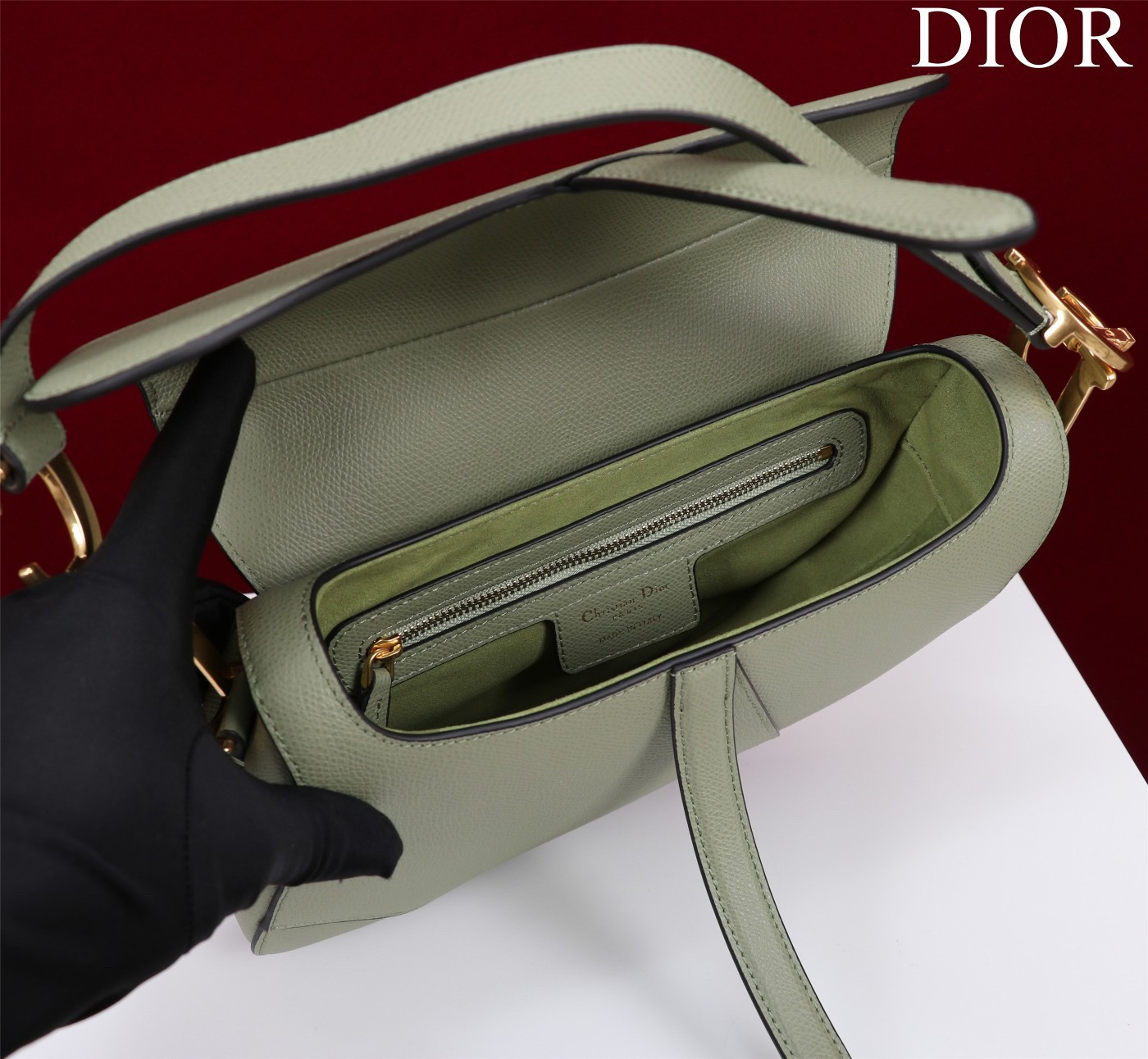D*or saddle bag grained calfskin 25.5x20x6.5cm