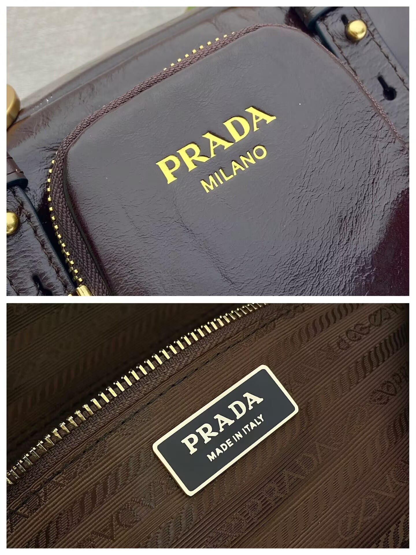 Pra*a dangle medium leather top-handle bag 14x30x13.5cm