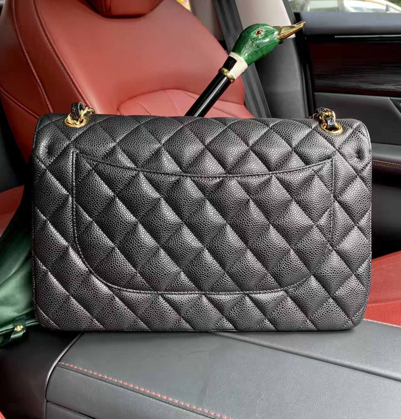 Ch*el classic flap jumbo 30cm cf black gold 19.5x30x10cm