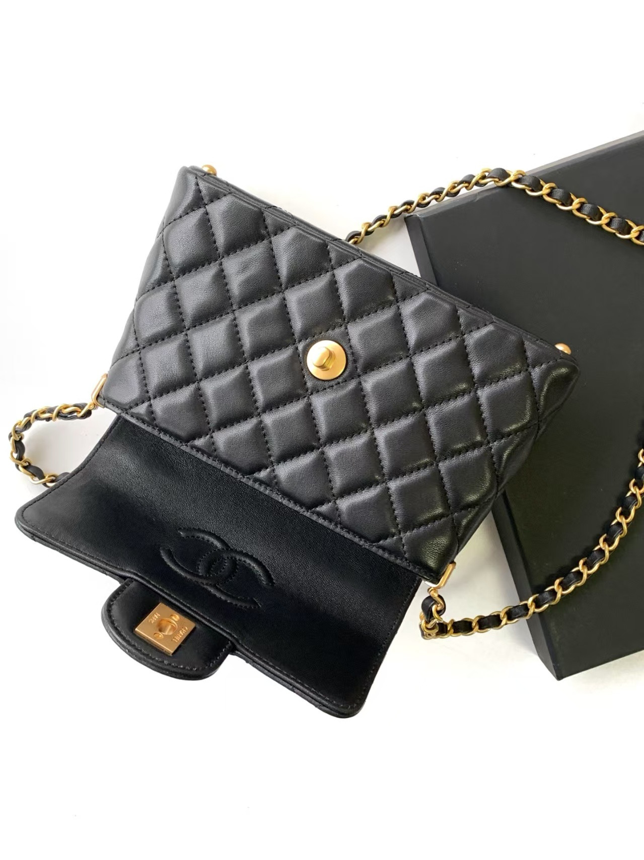 Ch*el small top handle flap bag as5355 14x20x6cm