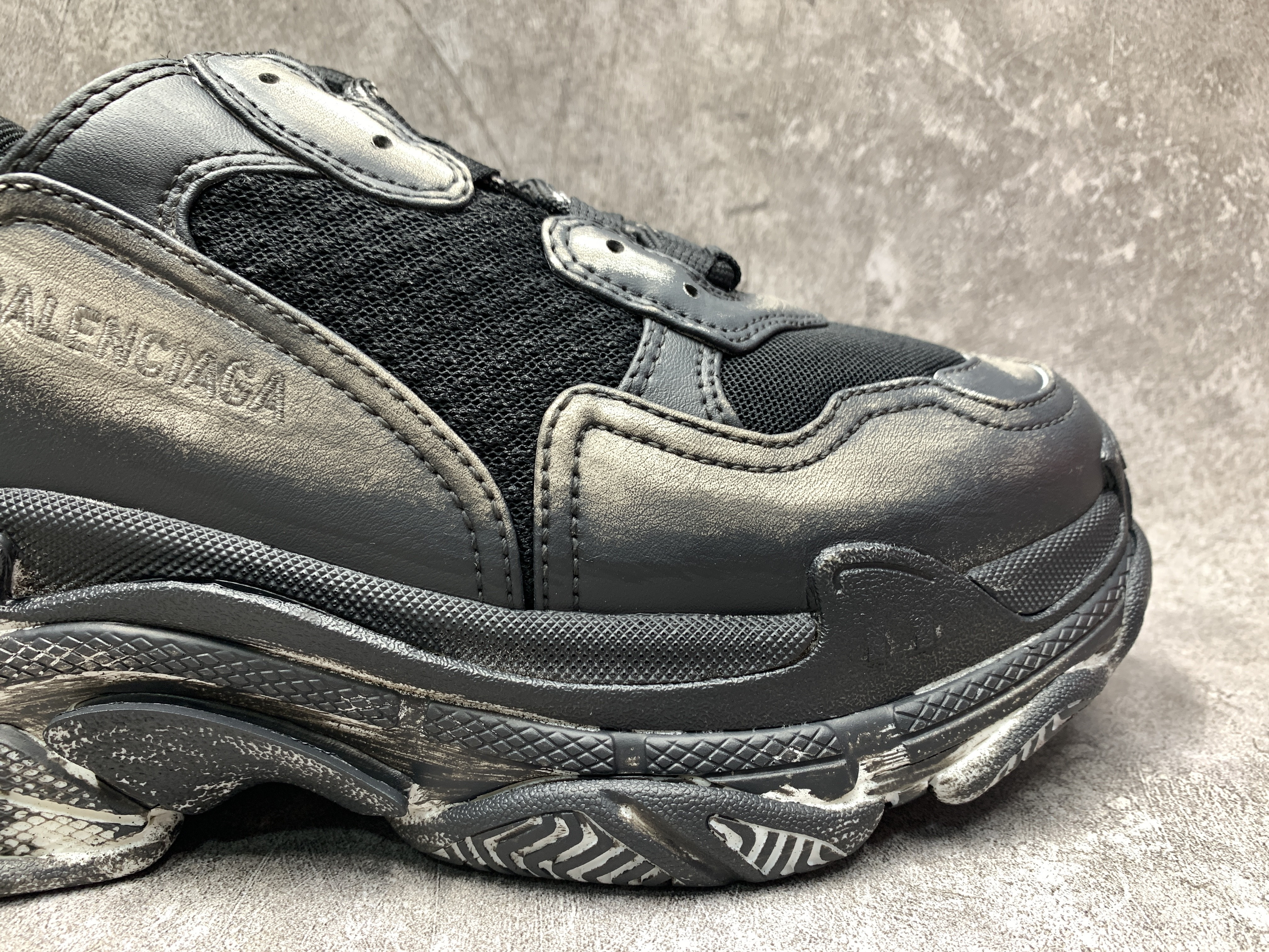 Balenciga Black Faded Triple S Sneakers
