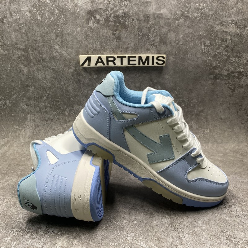 OFF-WHITE OOO Low Out Of Office Calf Leather White Light Blue