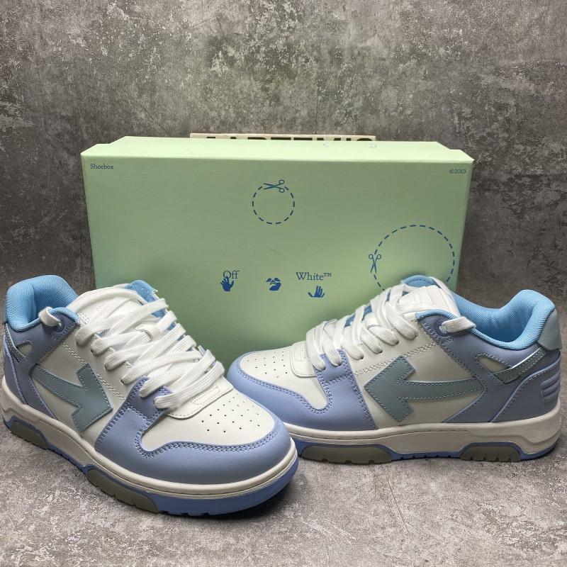 OFF-WHITE OOO Low Out Of Office Calf Leather White Light Blue