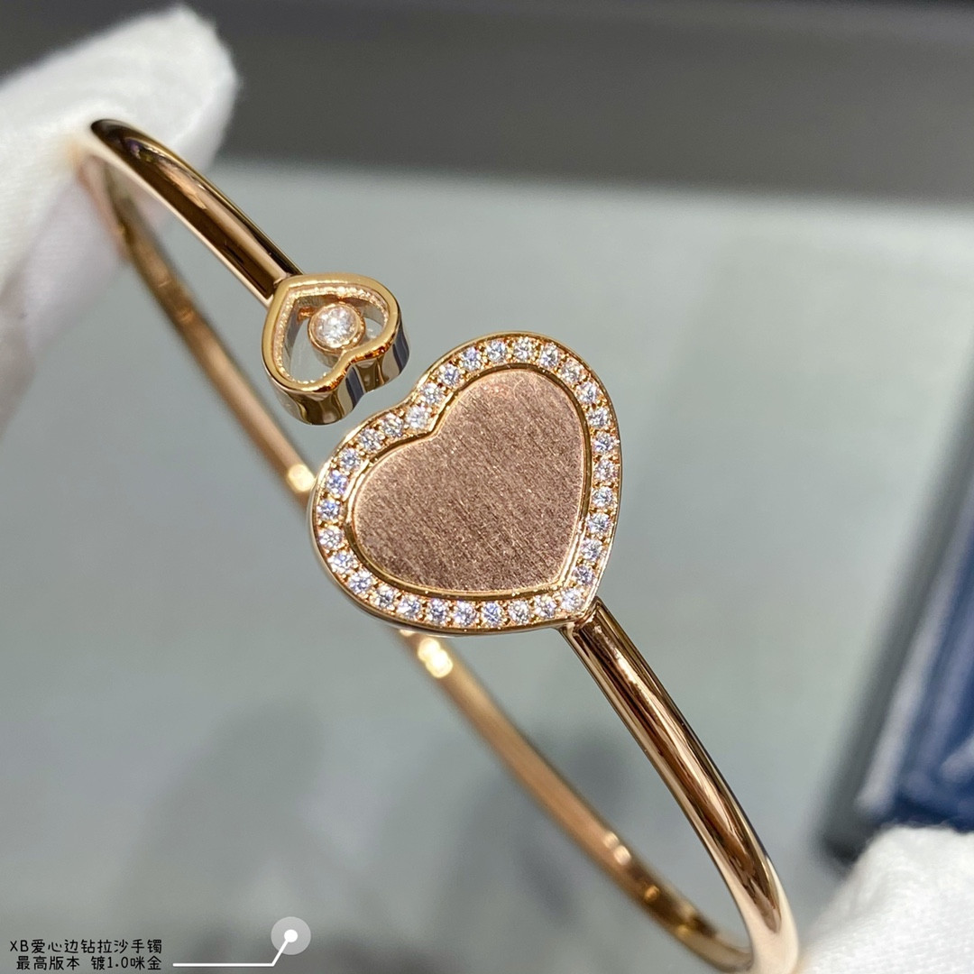 chopard heart-shaped edge Di*m*nd brushed bracelet