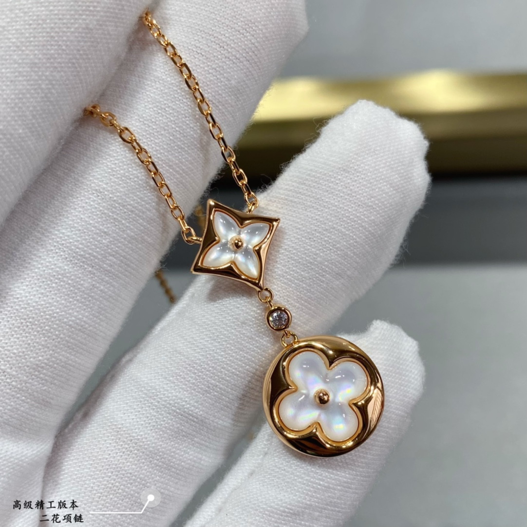 l0*is V*t0n two-flower mandarin duck necklace