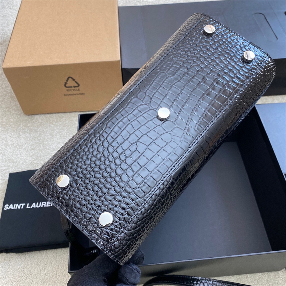 Y*L sac de jour baby in crocodile embossed leather black