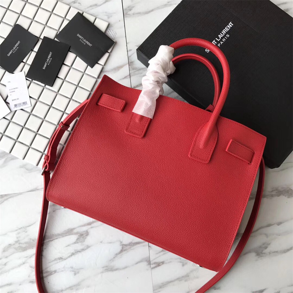 Y*L sac de jour baby in grained leather shiny red