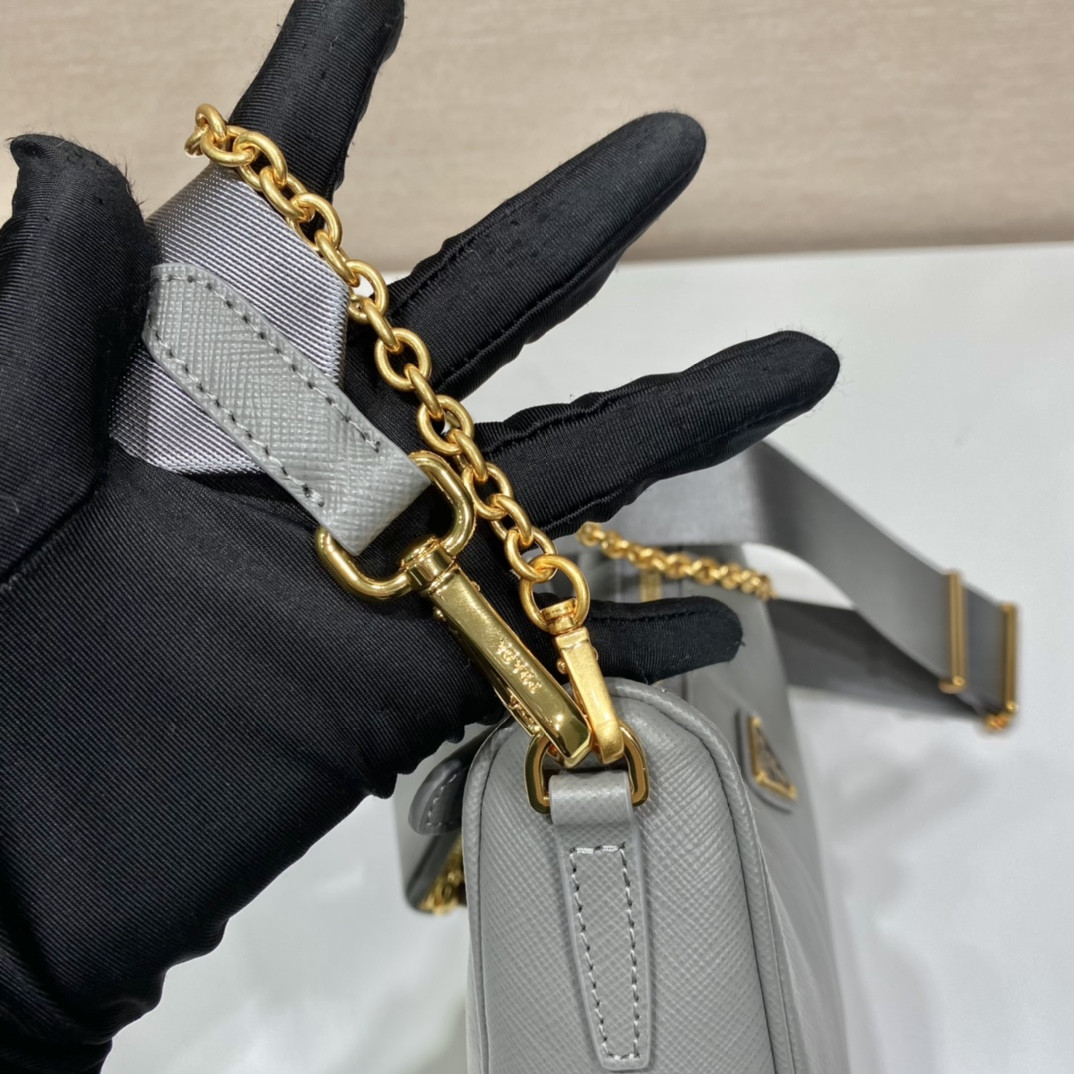 Pra*a re-edition 2005 saffiano leather bag grey