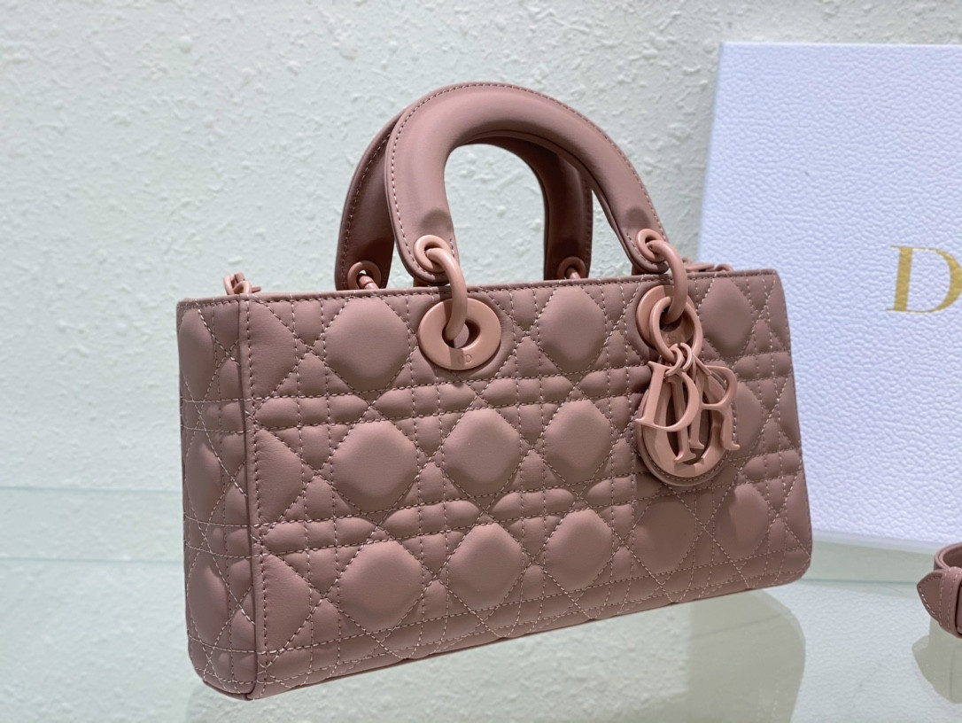 D*or small lady d-joy bag ultramatte pink cannage calfskin