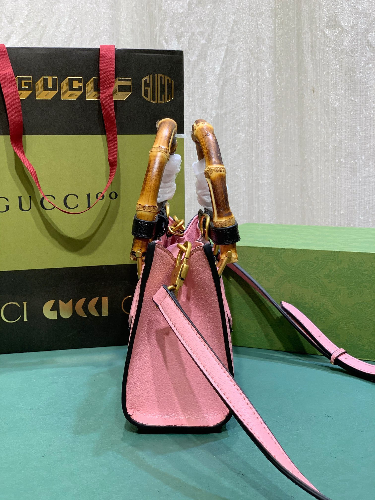 G*u*i diana small shoulder bag pink 25w x 16h x 9d cm