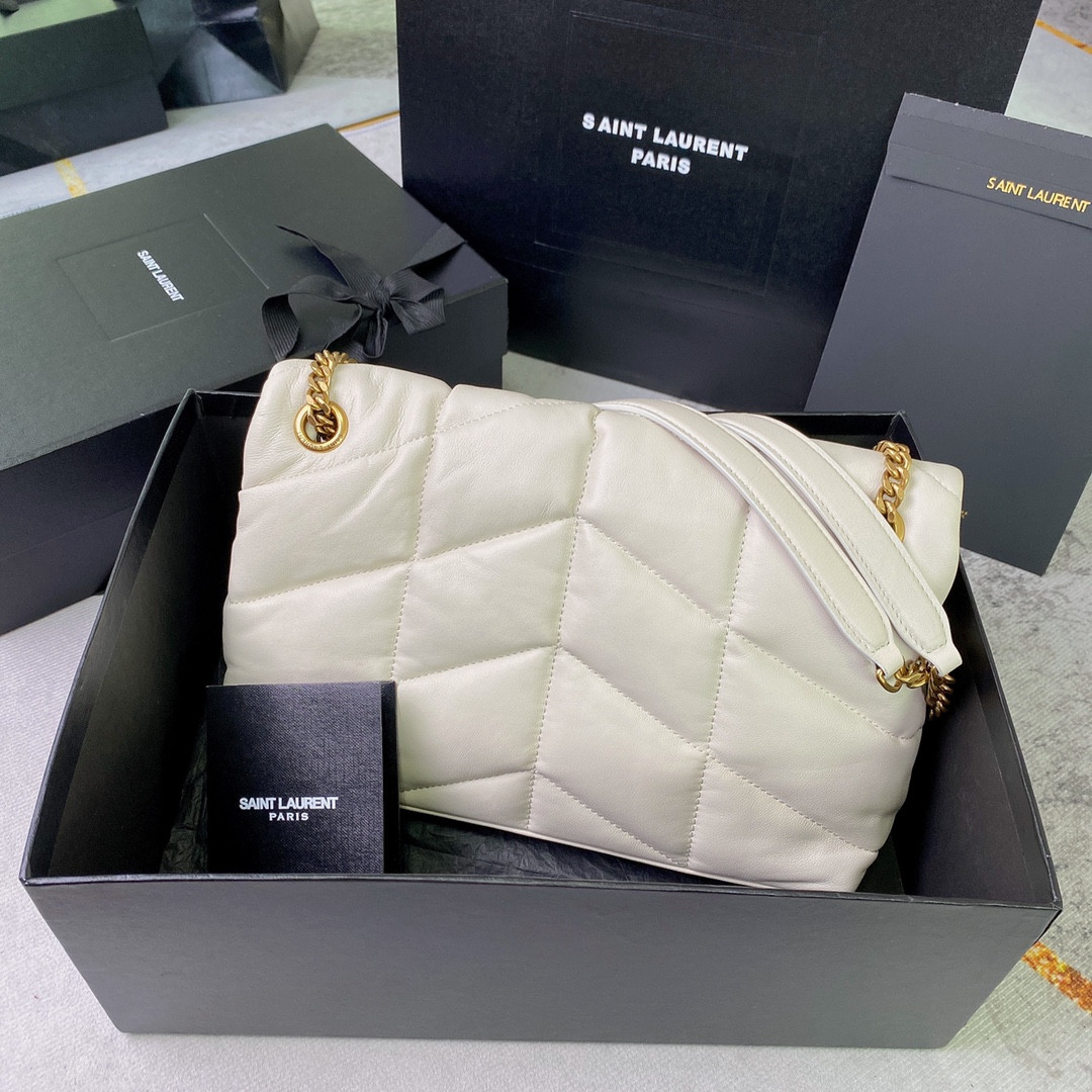 Y*L puffer small in nappa leather white 11.4 x 6.6 x 4.3 inches