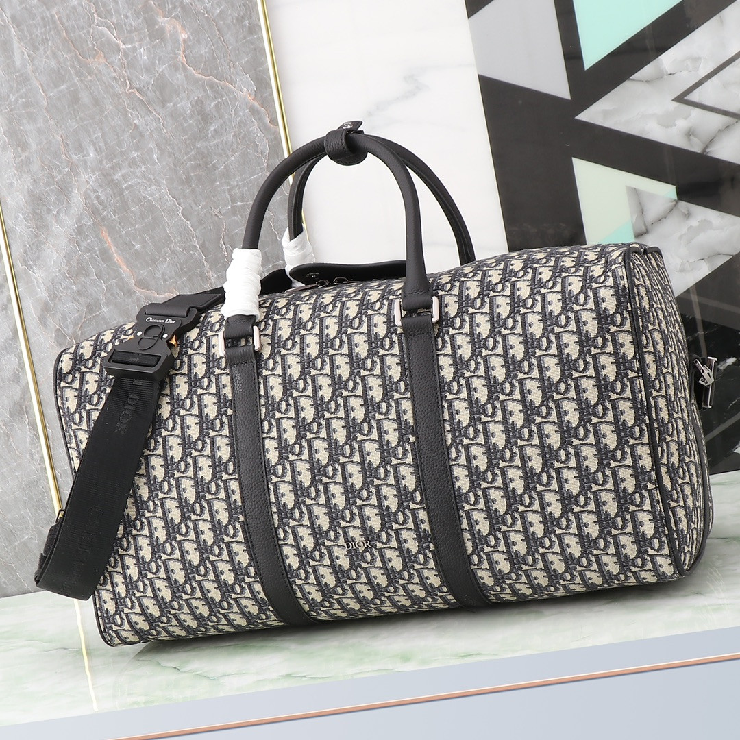 D*or lingot bag beige and black D*or oblique jacquard 50 x 25 x 21.5 cm