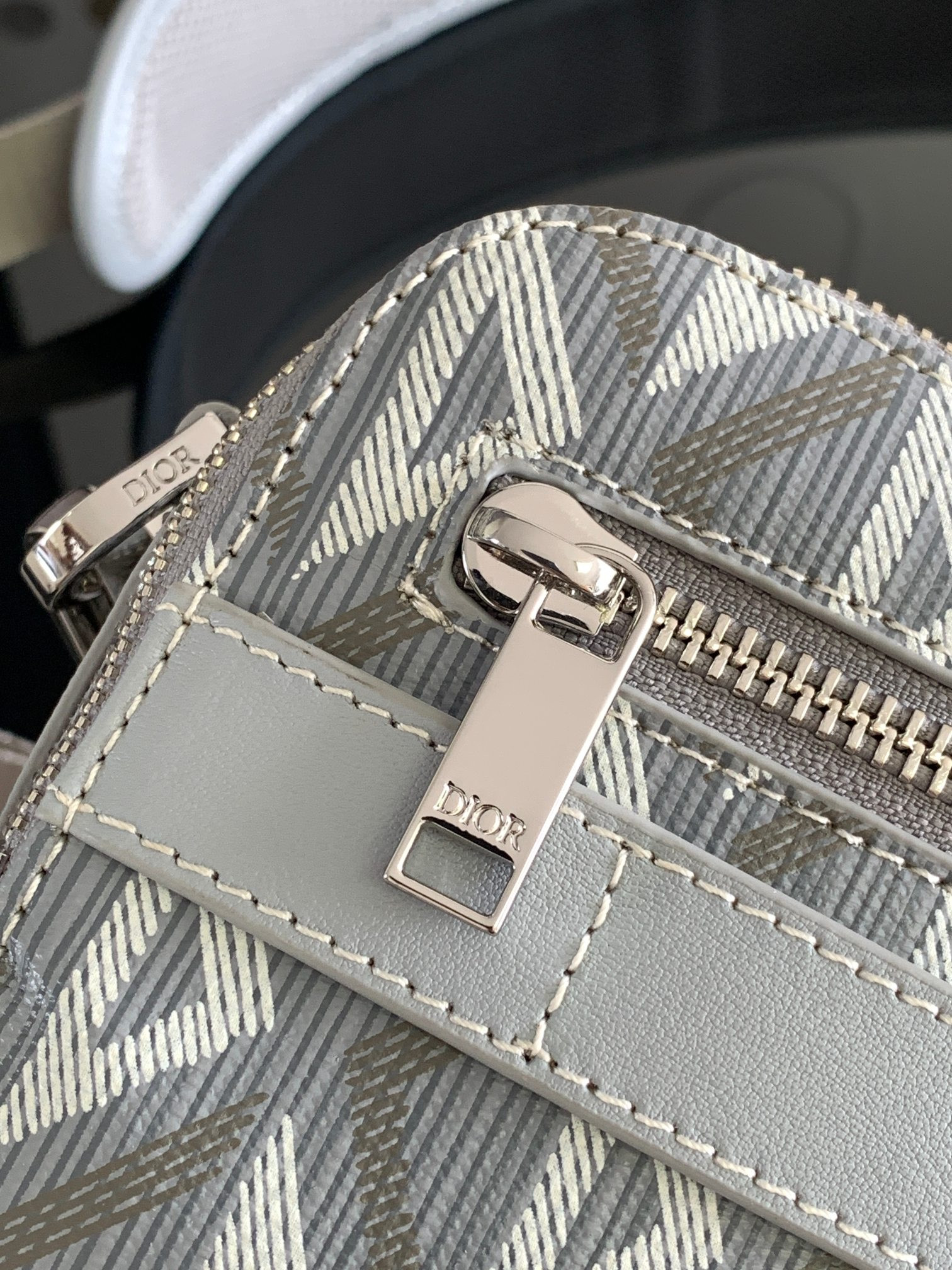 D*or safari bag with strap light gray 8.5 x 6 x 2.5 inches
