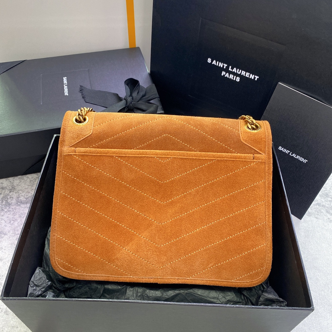 Y*L niki medium in suede orange 11 x 7.8 x 3.3 inches