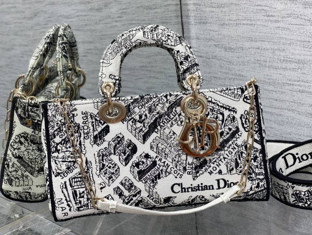 D*or lady d-joy bag medium black white 26 x 13.5 x 5 cm