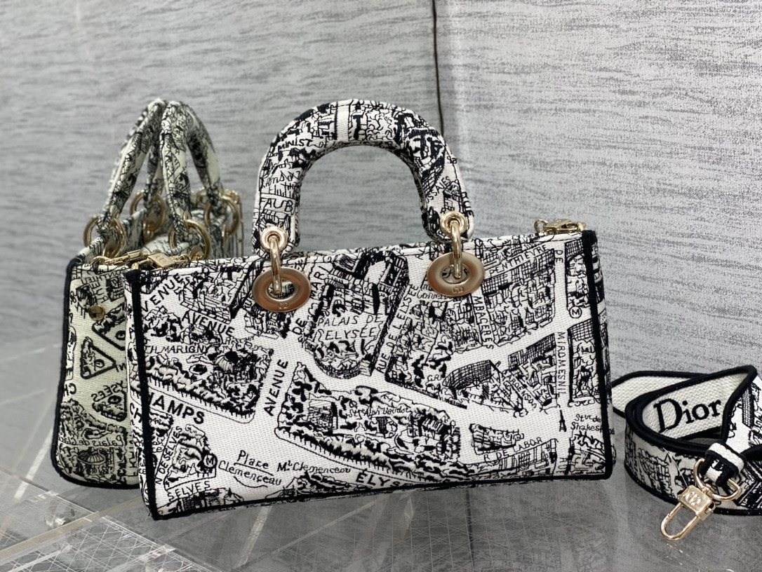 D*or lady d-joy bag medium black white 26 x 13.5 x 5 cm