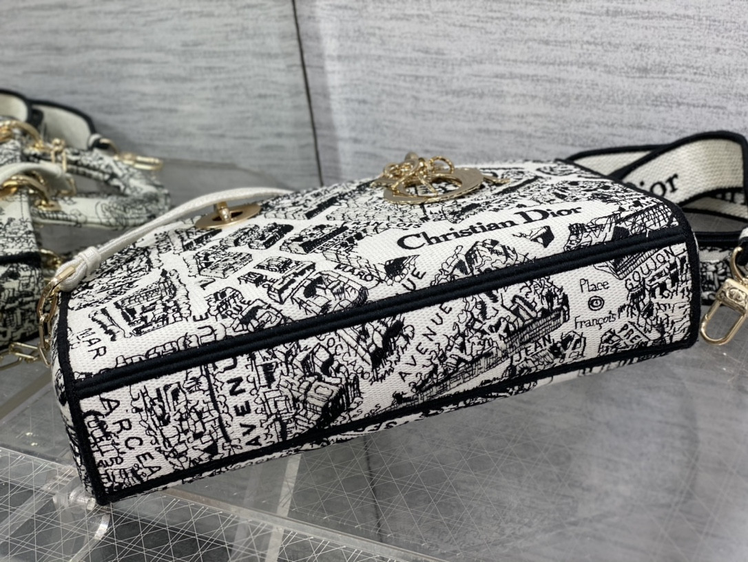 D*or lady d-joy bag medium black white 26 x 13.5 x 5 cm