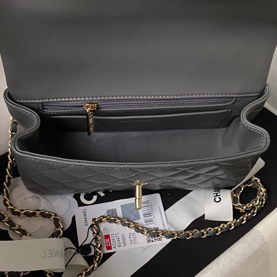 Ch*el mini classic handbag with top handle 12 × 20 × 6 cm