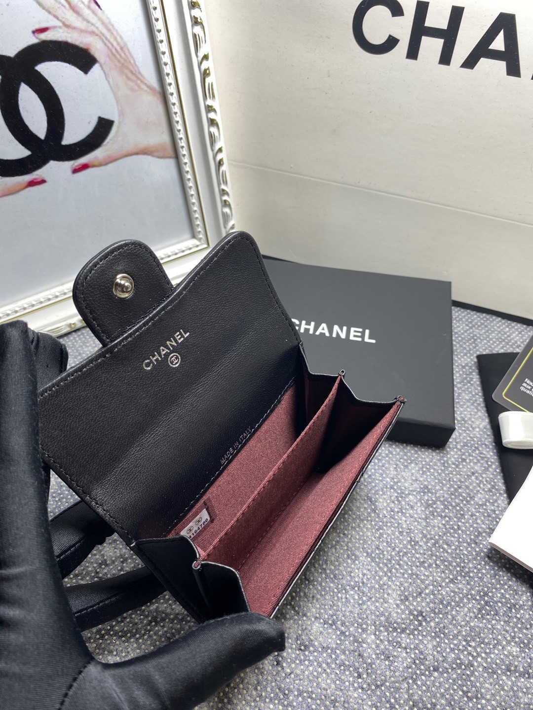 Ch*el flap wallet 12 x 8.5cm