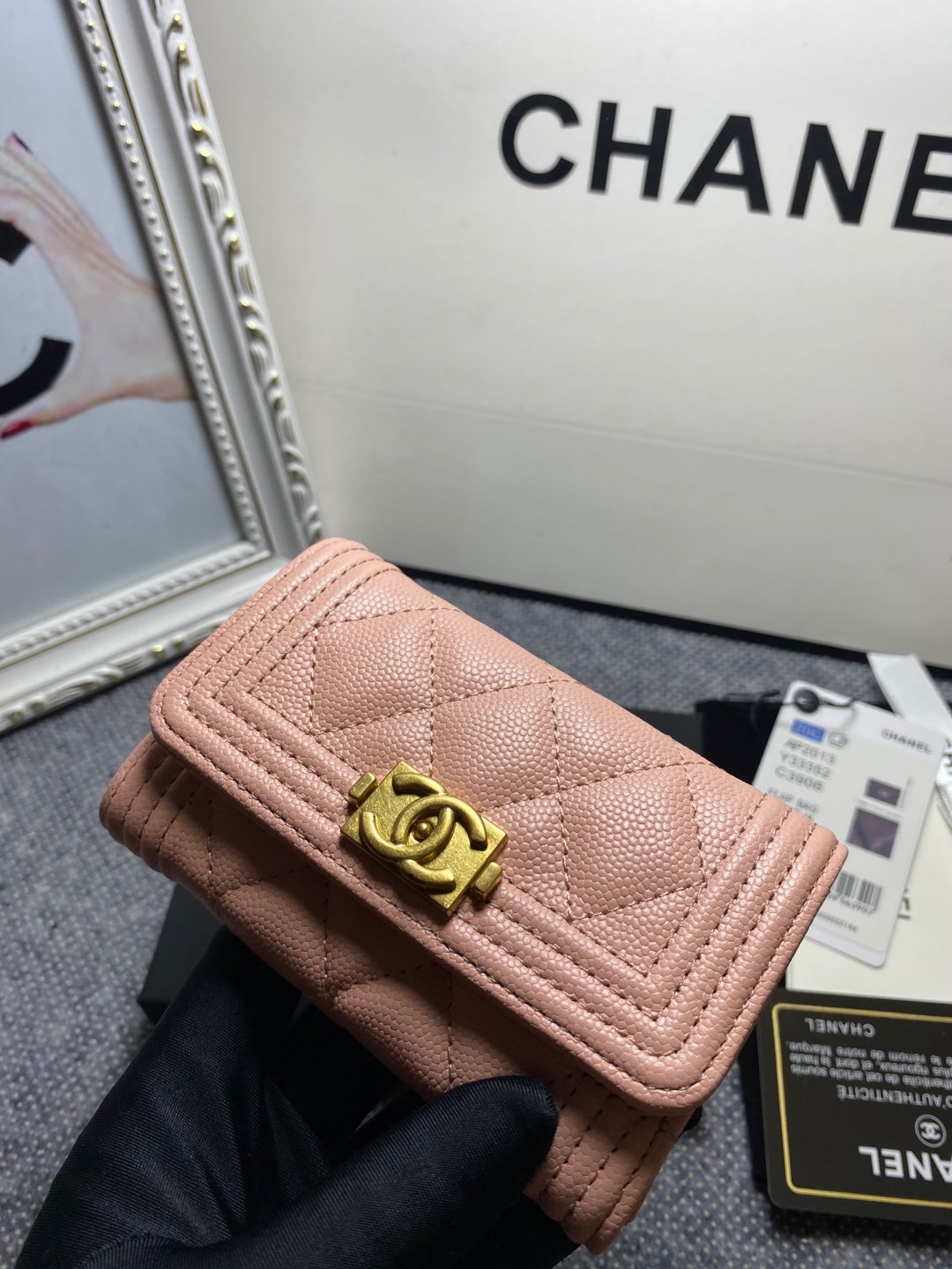 Ch*el flap wallet 12-7cm