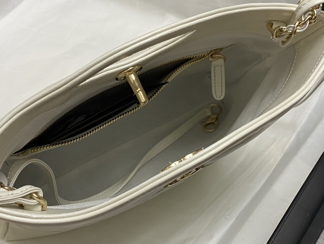 Ch*el mini shopping bag shiny lambskin & gold-tone metal 22x23x5.5cm