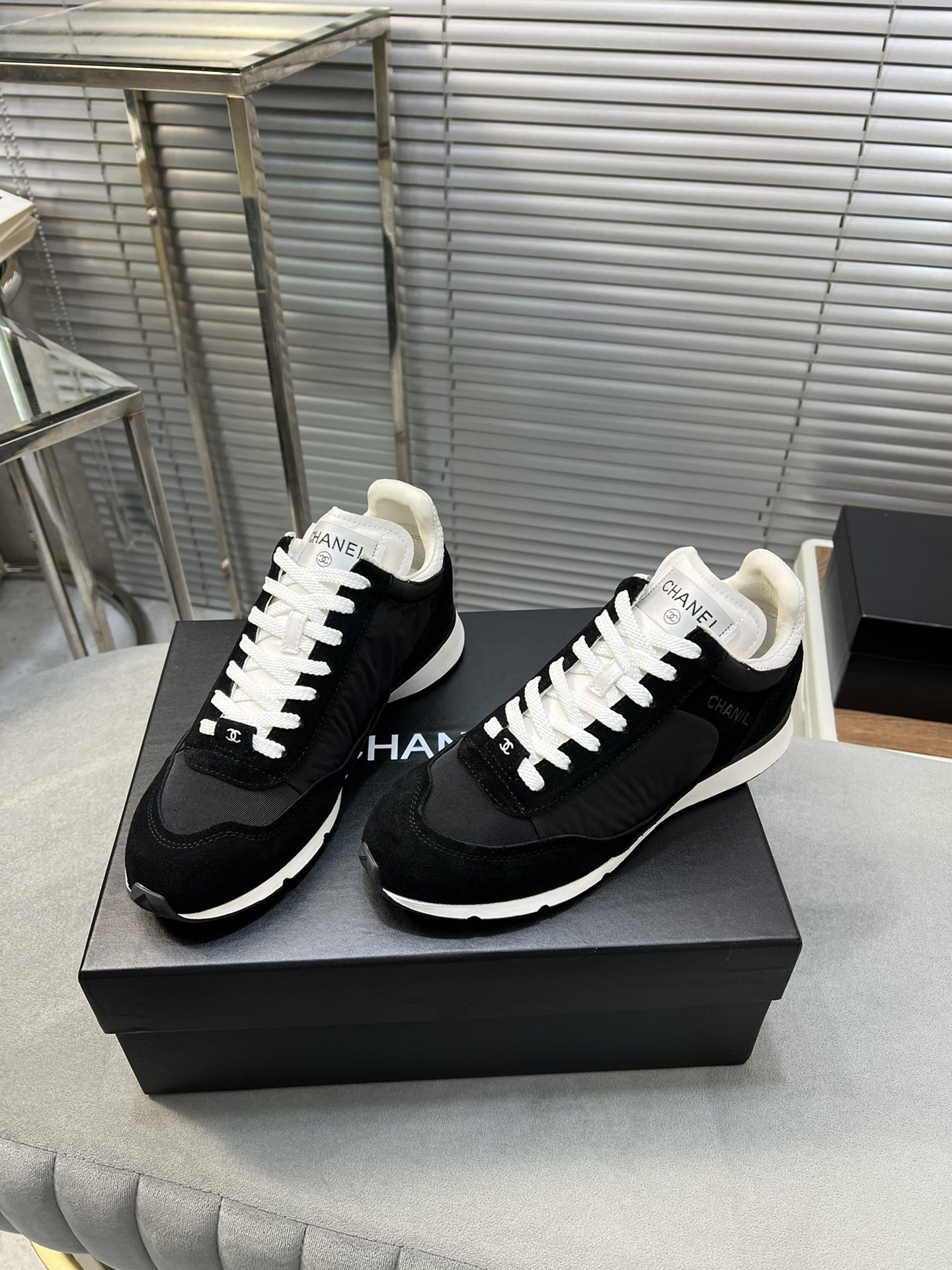 ua Ch*el sneakers fabric, suede kidskin & suede calfskin