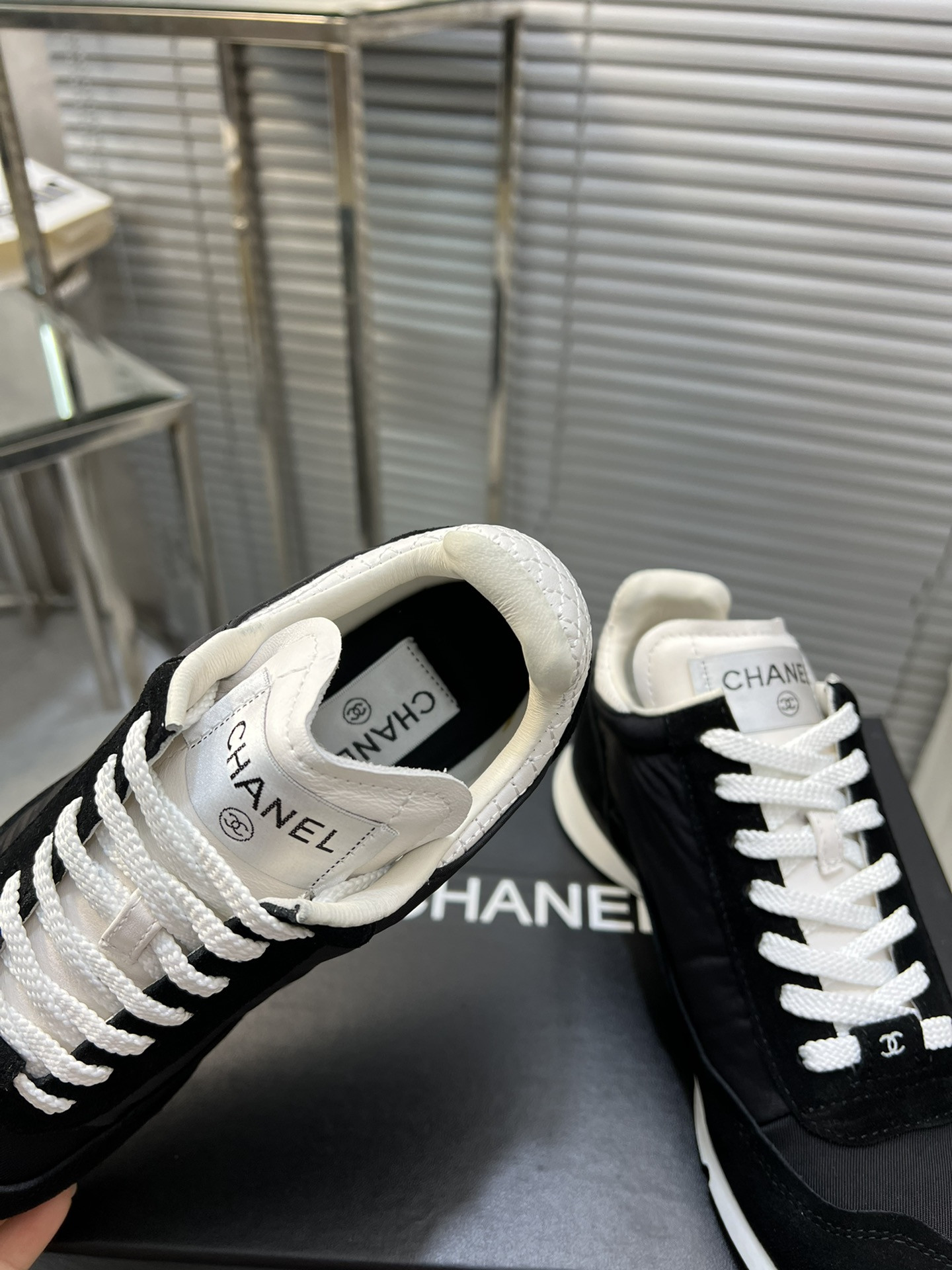 ua Ch*el sneakers fabric, suede kidskin & suede calfskin
