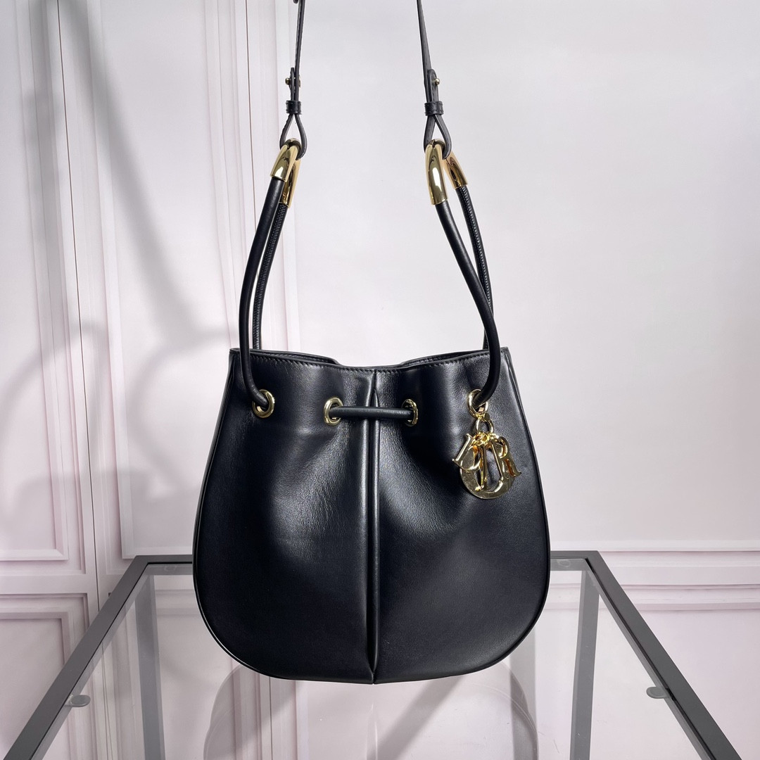 medium D*or nolita bag black calfskin 11 x 10 x 2 inches