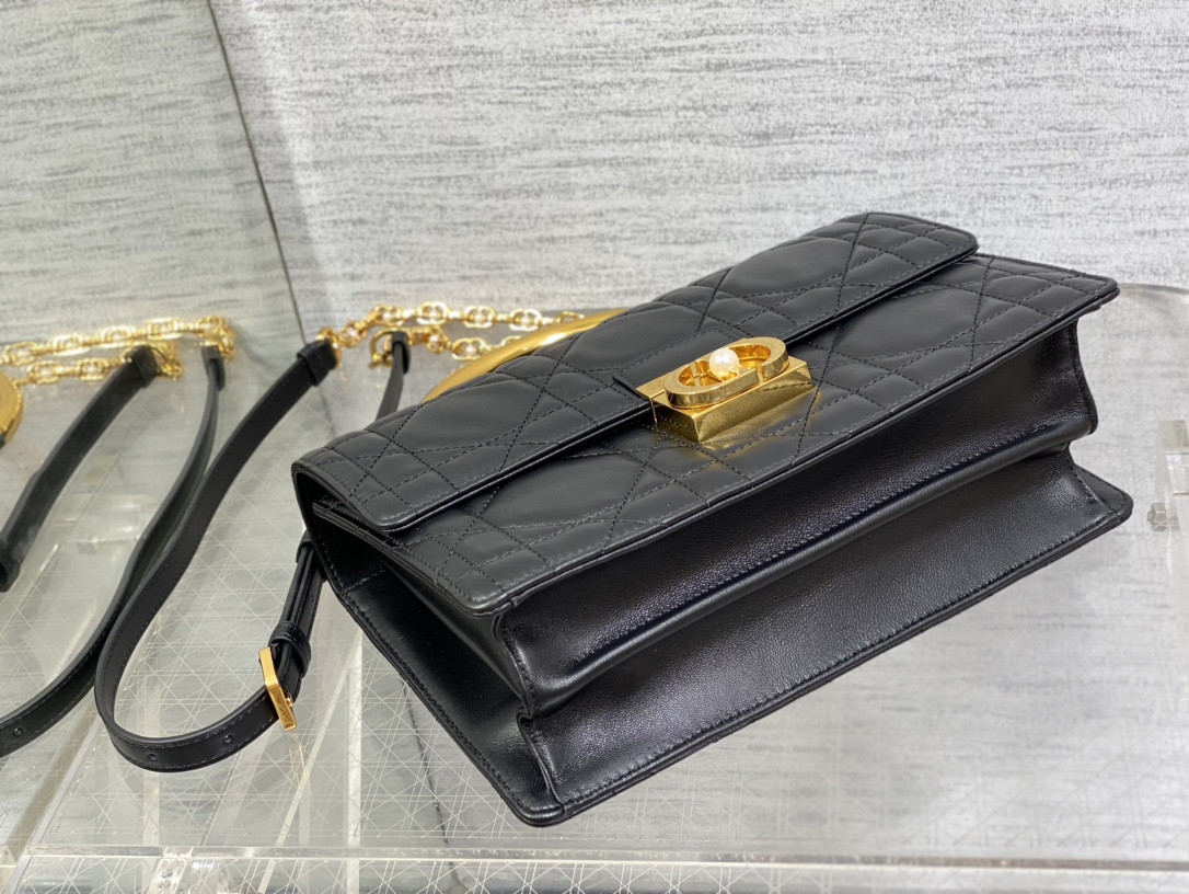D*or medium D*or ange bag black macrocannage calfskin 26 x 17 x 9 cm