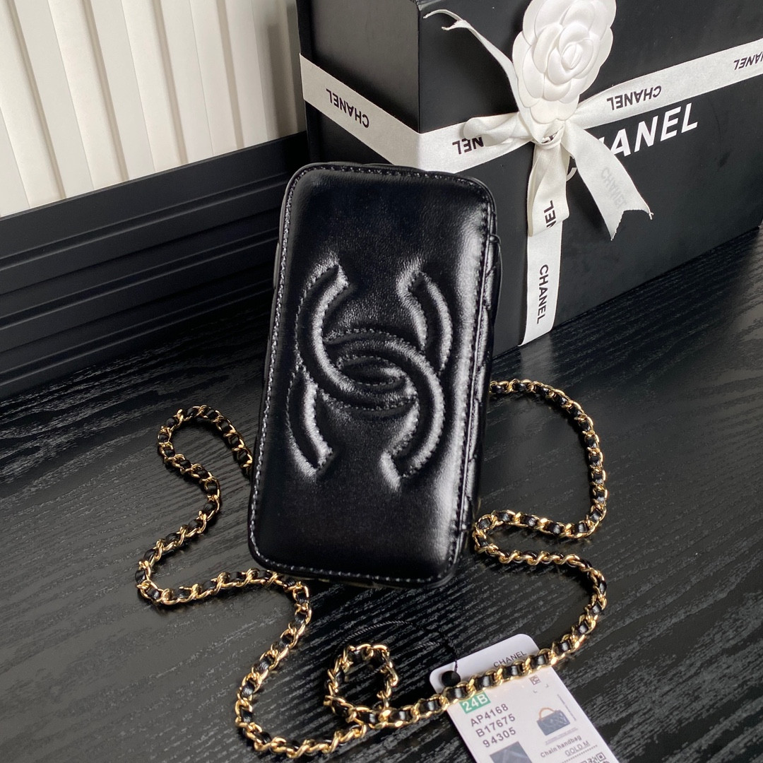 Ch*el clutch with chain 9.5x 17x 8cm