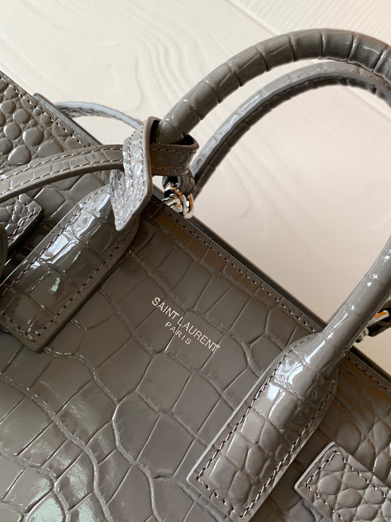 Y*L sac de jour in crocodile embossed leather - nano 22x18x10.5cm