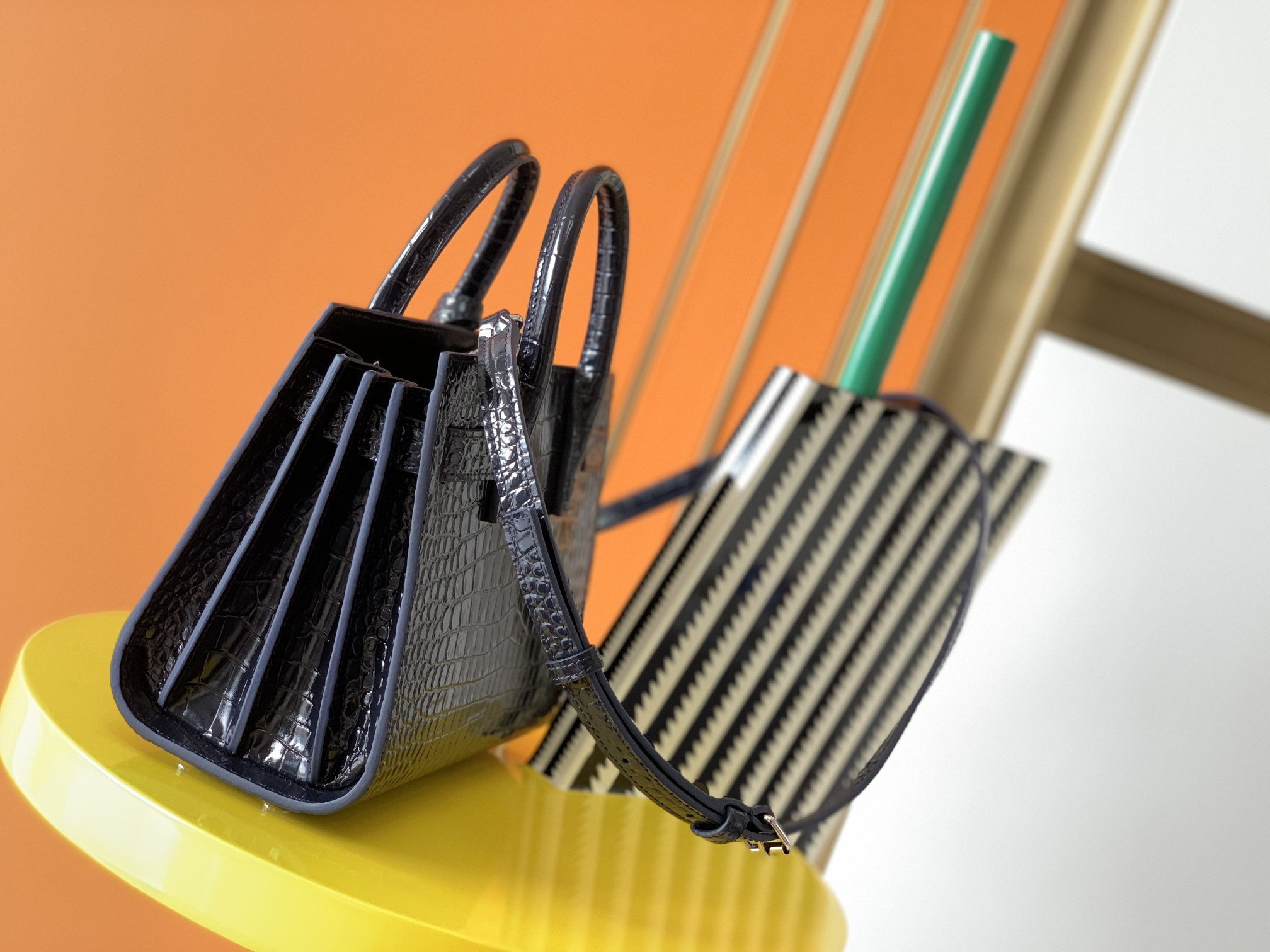 Y*L sac de jour in crocodile embossed leather - nano 22x18x10.5cm