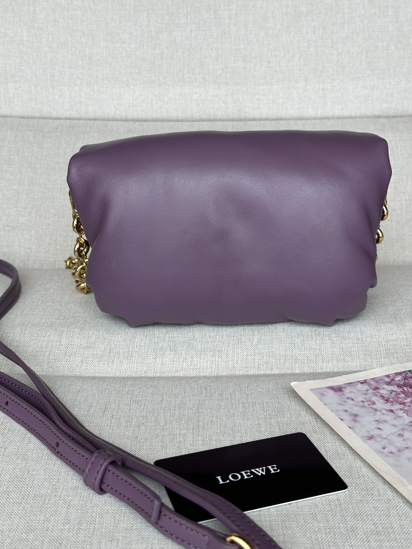 L0ew* mini puffer goya bag in shiny nappa lambskin 20x13x6cm