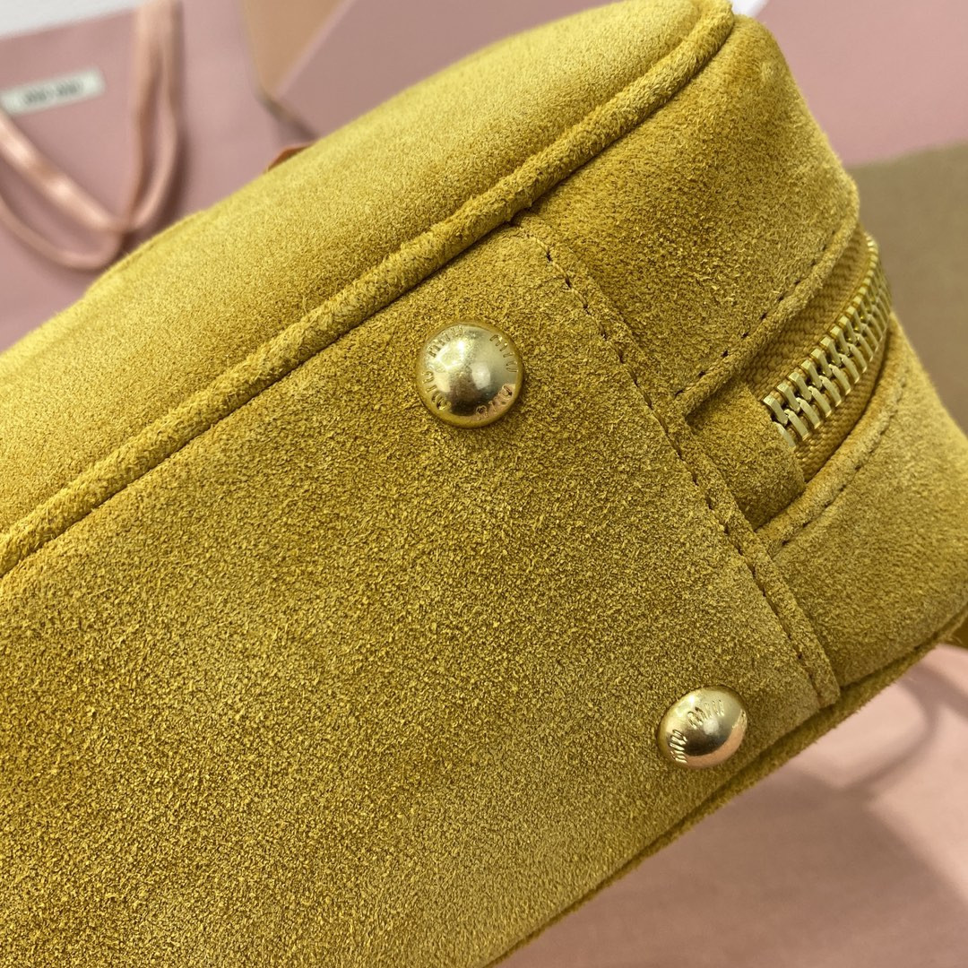 Miu Miu Arcadie padded suede top-handle bag 12X27X9cm